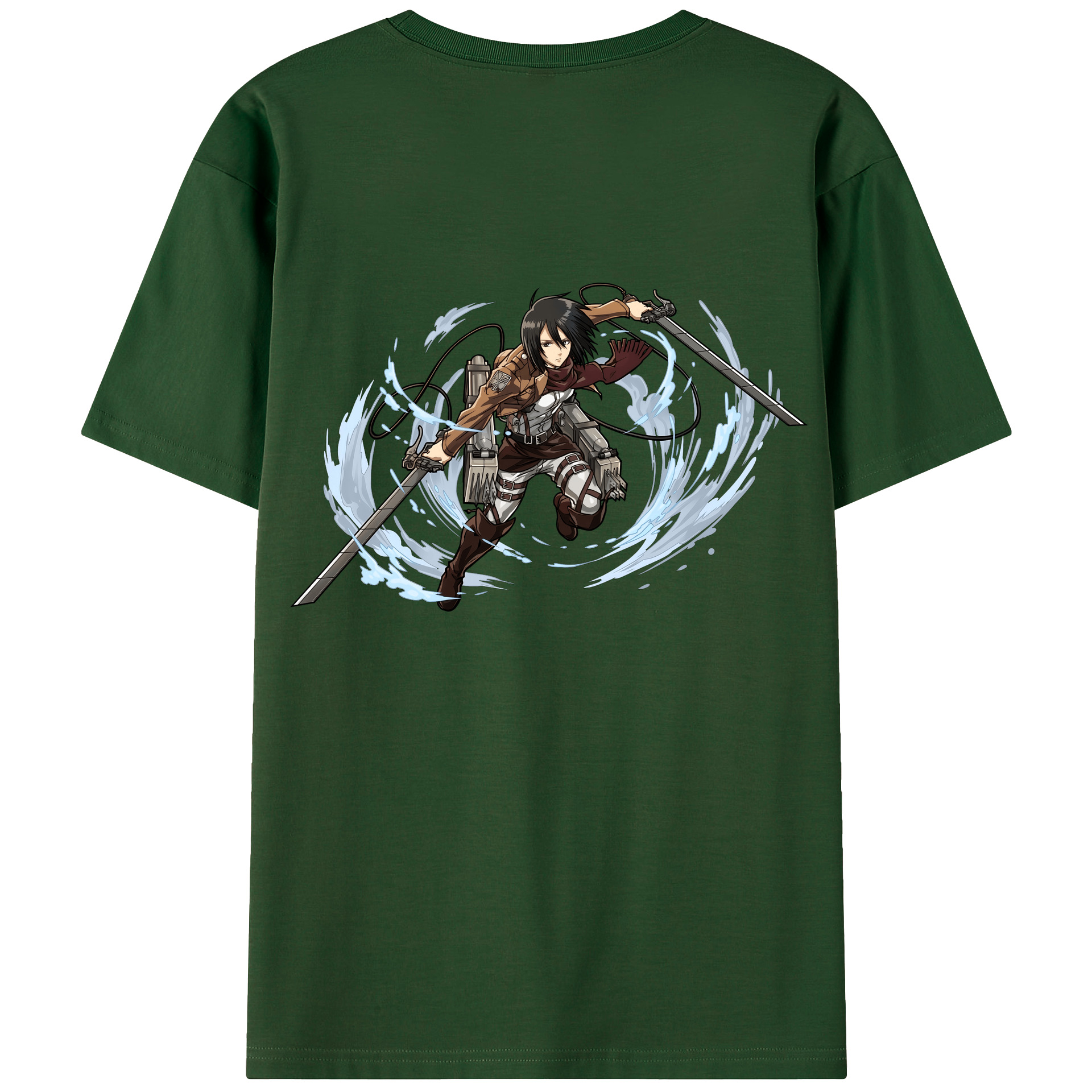 （画像用） 進撃の巨人 ミカサ·アッカーマン Attack on Titan Mikasa Ackerman 綿100％半袖Tシャツ（背面プリント）